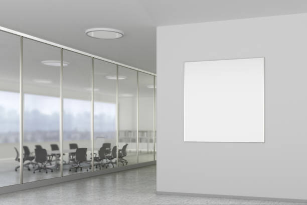 istock Blank poster on the wall in modern office interior 809309686
