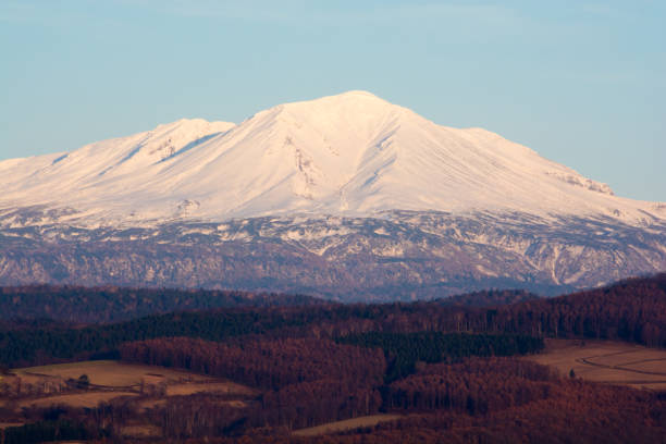 istock Snowy mountains and autumn field 809412086