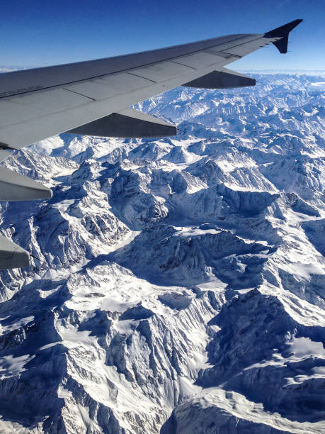 istock View from the plane window when flying over snowcapped mountains in Himalayan region 809476328