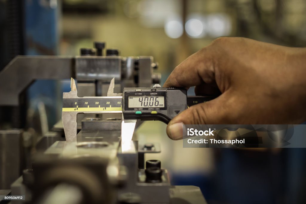 Vernier Caliper Measure Part Of Jig Fixture In Factory Stock Photo -  Download Image Now - iStock