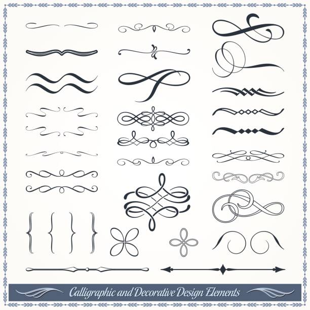 Coleção de padrões de Design caligráfico e decorativos - ilustração de arte em vetor