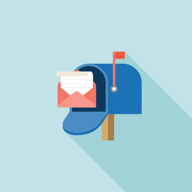 illustrazioni stock, clip art, cartoni animati e icone di tendenza di aprire la casella di posta con busta e messaggio - mailbox mail box open