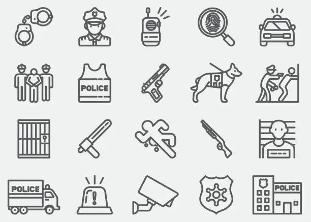 Vector illustration of Police Line Icons