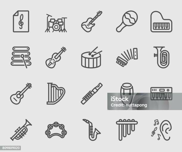 Musical Instrumentsliniesymbol Stock Vektor Art und mehr Bilder von Geige - Geige, Trompete, Musikinstrument