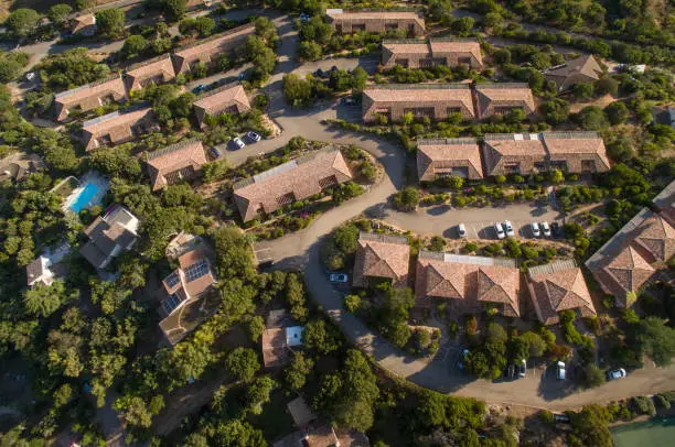 Photo of Aerial view of affluent suburban neighborhood