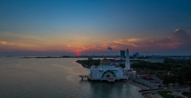 istock Selat Melaka Mosque aerial view during sunset 809853032