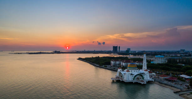 istock Selat Melaka Mosque aerial view during sunset 809853336