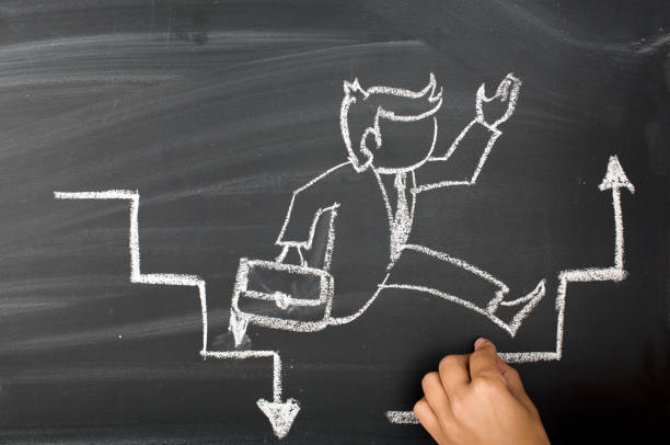 istock Businessman jump to growth chart 809856216