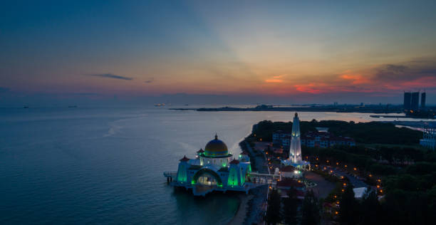 istock Selat Melaka Mosque aerial view during sunset 809856650