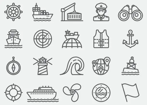 Vector illustration of Nautical Line Icons