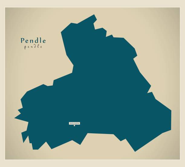 ilustrações de stock, clip art, desenhos animados e ícones de modern map - pendle district of lancashire england uk illustration - pendle