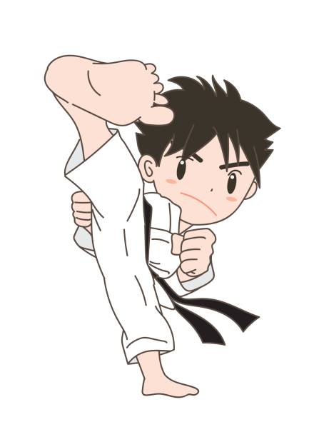 Karate image・Boy 4 Vector material of Japanese culture blackbelt stock illustrations