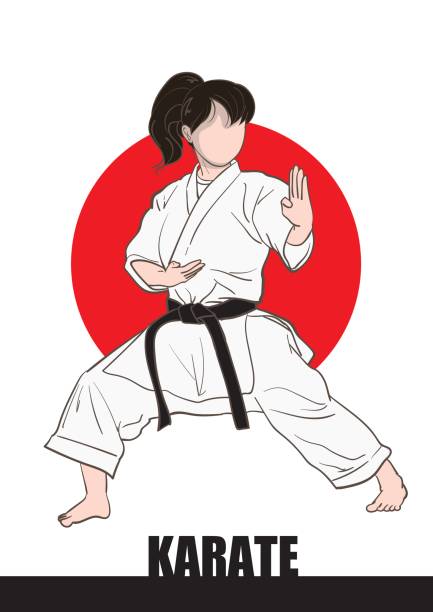 ilustrações de stock, clip art, desenhos animados e ícones de karate image・woman - japanese flag flag japan japanese culture