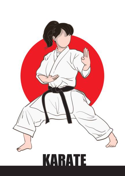 Karate image・woman Vector material of Japanese culture blackbelt stock illustrations