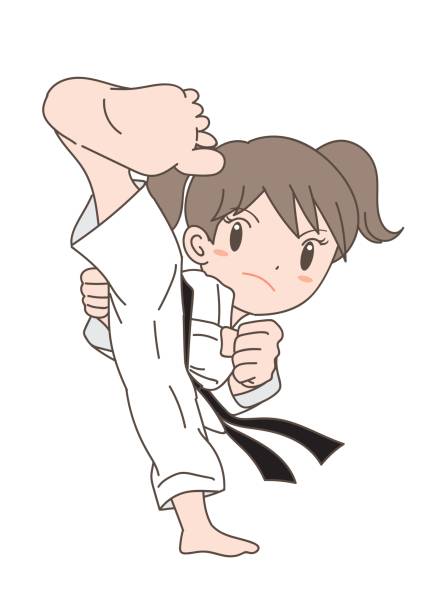 ilustrações de stock, clip art, desenhos animados e ícones de karate image・girl 4 - youth league