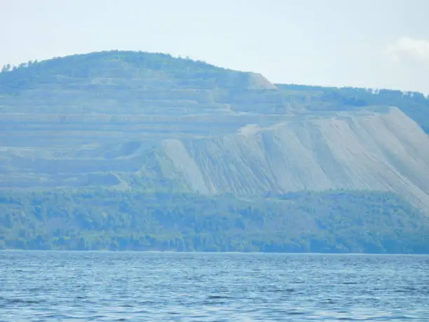 View of the mountains across the Volga River. Volga expanses.