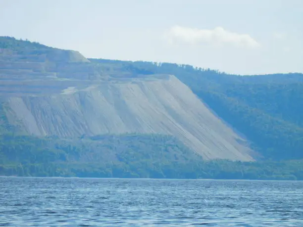 View of the mountains across the Volga River. Volga expanses.