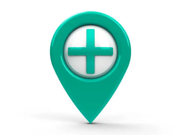 Photo of Blue/green map pointer plus