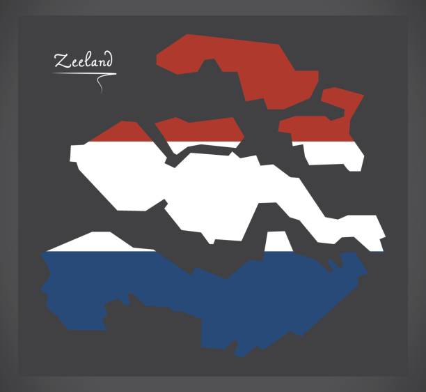 ilustraciones, imágenes clip art, dibujos animados e iconos de stock de mapa de países bajos zeeland con ilustración de la bandera nacional holandesa - new zealand culture
