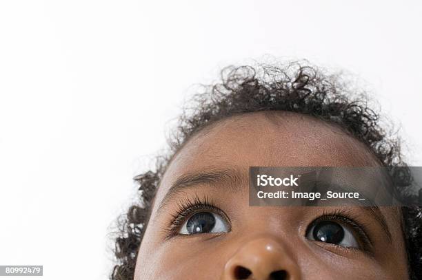 Baby Looking Up Stock Photo - Download Image Now - Baby - Human Age, African-American Ethnicity, White Background