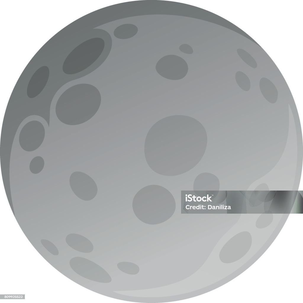 Isolated moon made in flat style Isolated round grey moon made in flat style Moon Surface stock vector