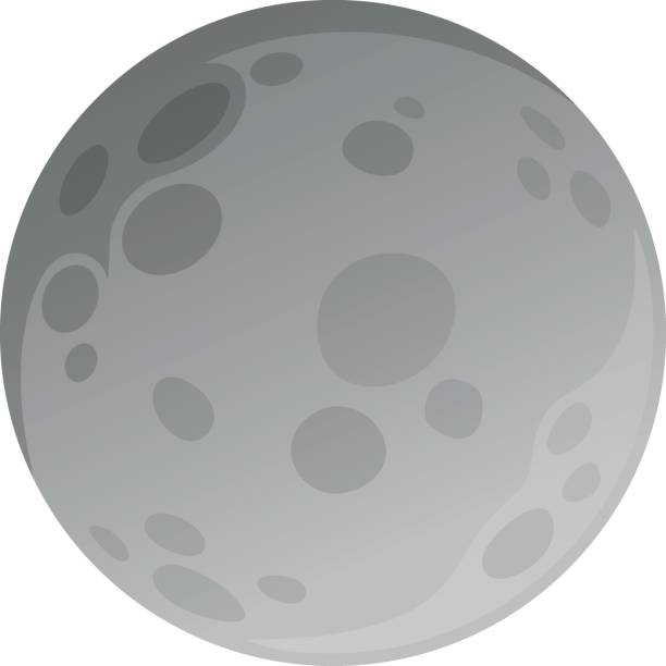 Isolated moon made in flat style Isolated round grey moon made in flat style moon surface illustrations stock illustrations