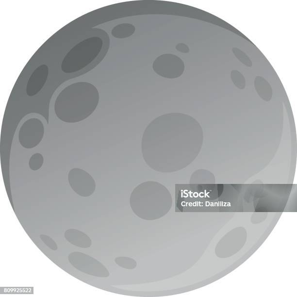 Isolated Moon Made In Flat Style Stock Illustration - Download Image Now - Moon Surface, Moon, Meteor Crater