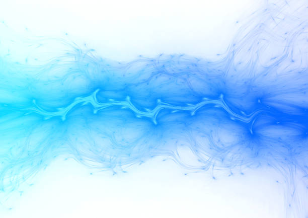 Blue flow of energy, lightning or plasma power on white