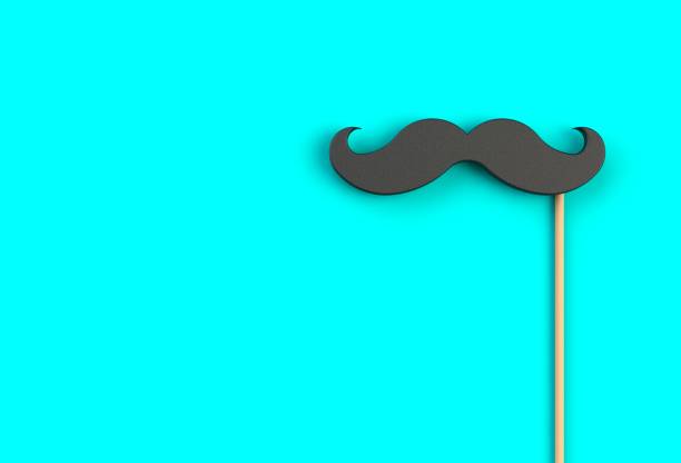 istock Fake black mustache on blue background, 3D rendering 809940262