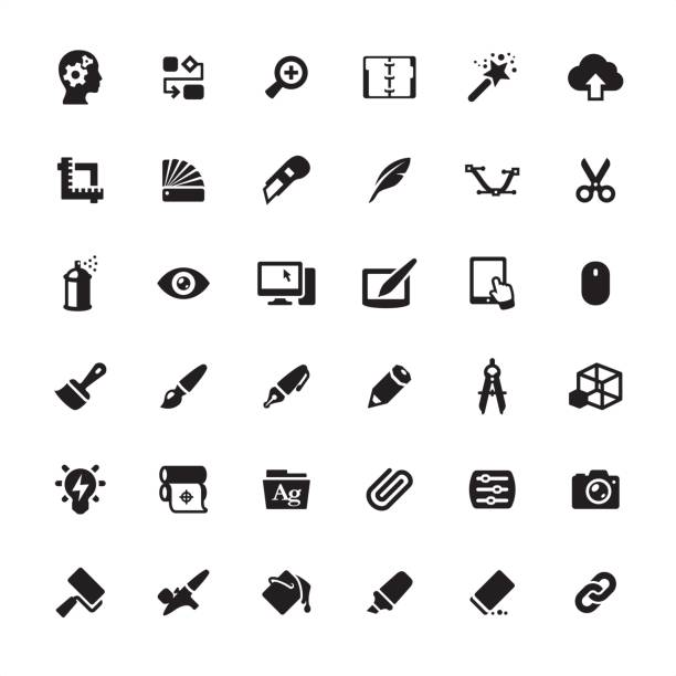 Design Studio Equipment icons set Design Studio Ultimate pack #7 creativity symbols stock illustrations