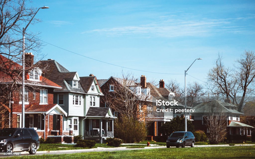 Inner city Detroit Detroit, Michigan, USA - streets of east side Detroit. Detroit - Michigan Stock Photo