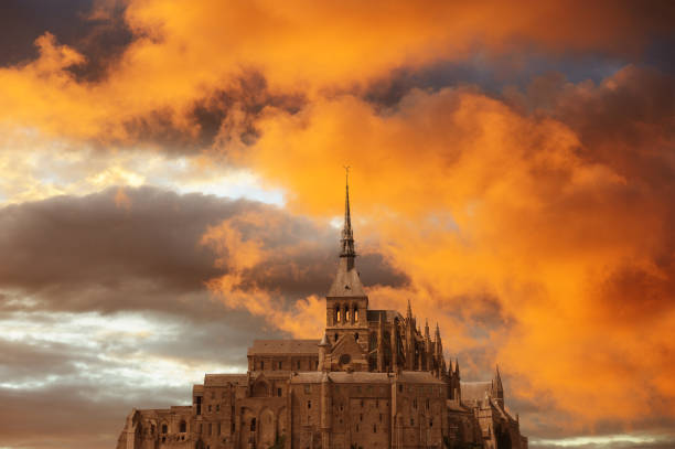 istock Mont saint michel island and dramatic sky 809952490