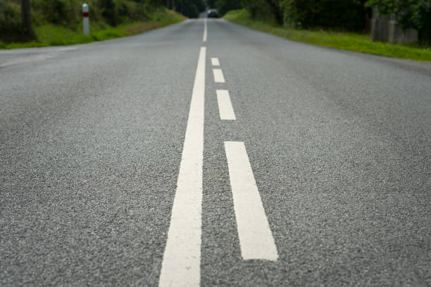 istock Straight road through green woods 809955270