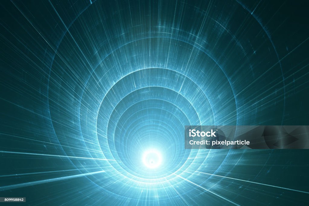 Space or time travel conceptual background Abstract lens flare space or time travel concept background Distorted Image Stock Photo