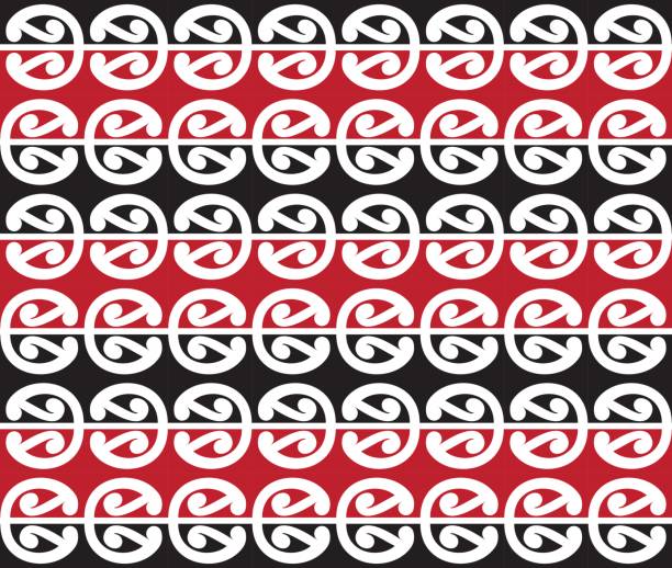 Kowhaiwhai Pattern Kowhaiwhai seamless pattern design. background of koru designs stock illustrations