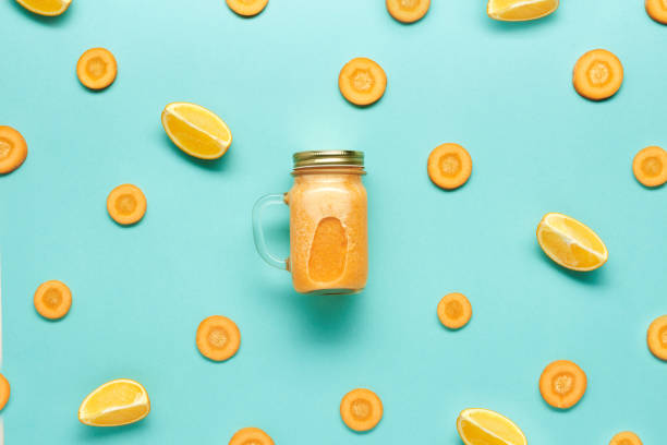 Refreshing orange smoothies stock photo