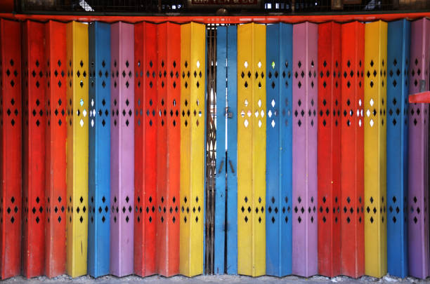 istock Colorful iron gate of old home stretch 809963374