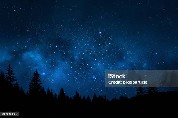 Night Sky Landscape Stock Photo - Download Image Now - Night, Sky, Star - Space