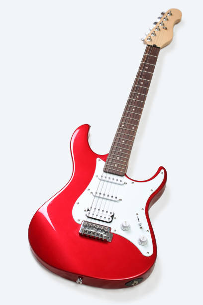 istock Red Electric Guitar isolated on white background 809974498