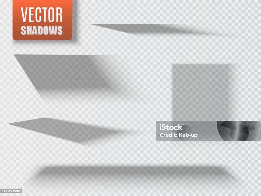 Conjunto de sombra cuadrada transparente con bordes blandos aislados. Vector de - arte vectorial de Sombra libre de derechos