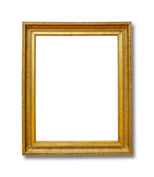 Golden vintage frame isolated on white background (Clipping Path) stock photo