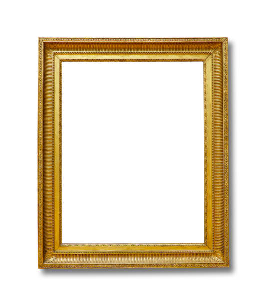 Golden vintage frame isolated on white background (Clipping Path) - fotografia de stock