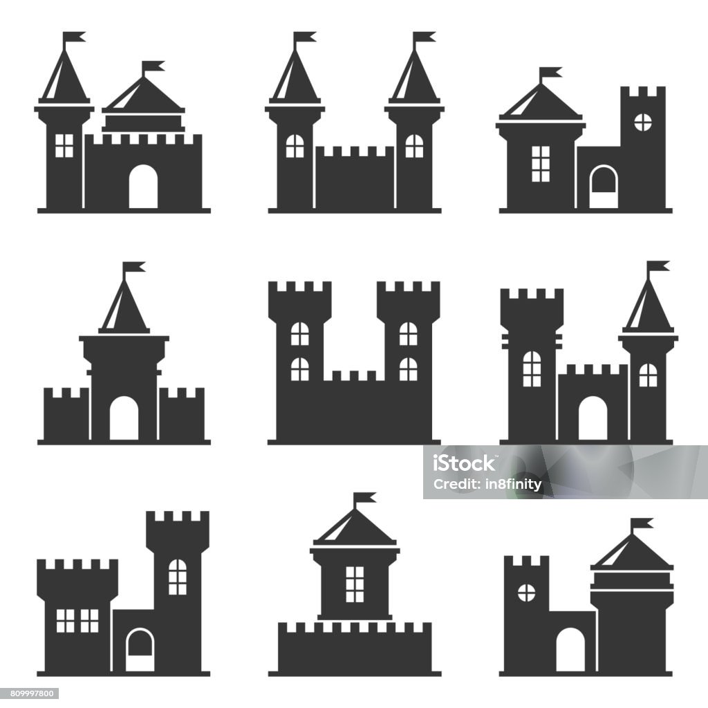 Castle Icon Set Castle Icon Set on White Background. Vector Castle stock vector