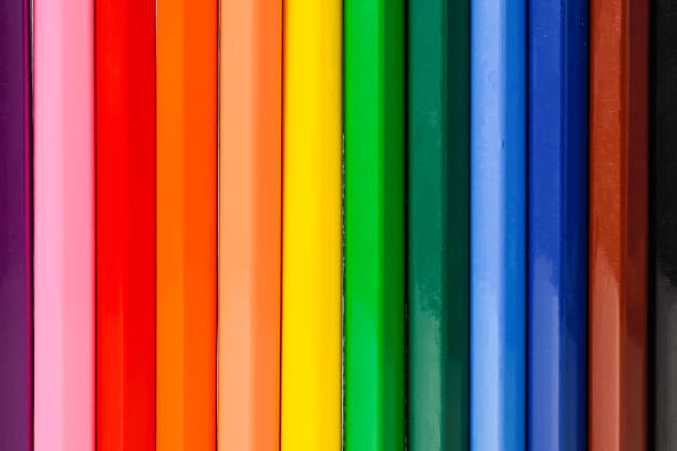 istock Piece of color pencil arranged into stack and wall for background with colorful background, look like wall or fence of house with rainbow color make filling fun happy to everyone. 810003168