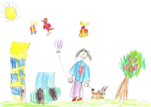 istock Child's drawing of a happy kid 810005360