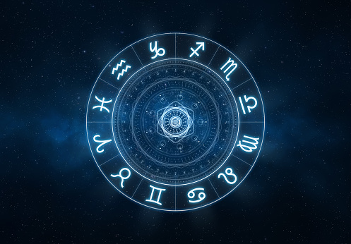 Zodiac Signs - New age horoscope with universe space and stars