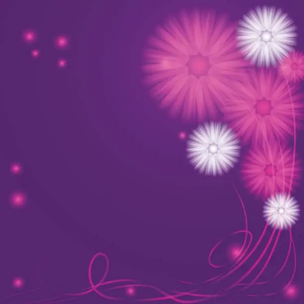 Vector illustration of Delicate Purple and Lilac Abstract Flowers