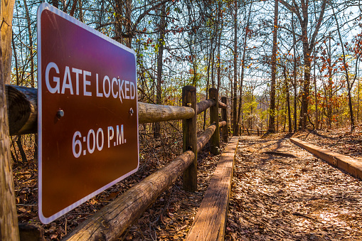 Footpath and thicket in Providence Canyon State Park, Georgia, USA