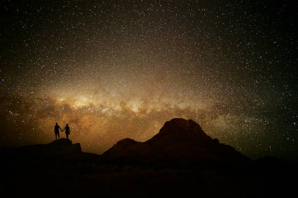 istock Couple Silhouette against Milky Way and Mountain 810011896