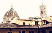 Cathedral Santa Maria del Fiore and Giotto’s campanile in Florence, Italy, photo filter